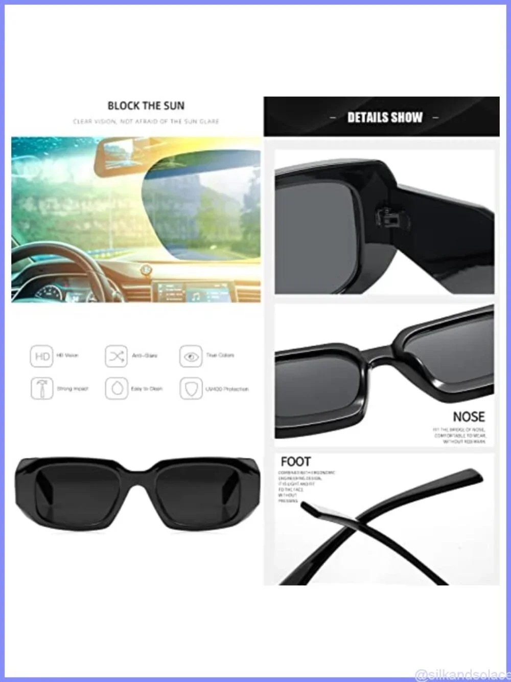 Trendy Rectangle Sunglasses for Women Men Square Retro Vintage UV400
